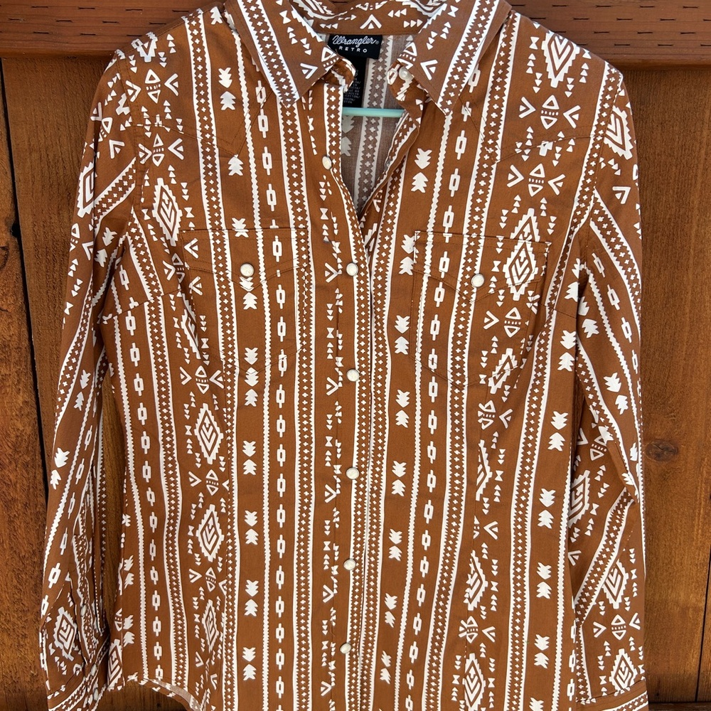 Wrangler Geometric Brown and White Shirt